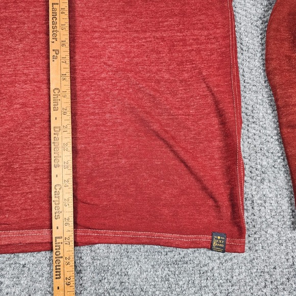 Lucky Brand Venice Burnout Long Sleeve Crewneck Raglan T Shirt Red M Mens - Picture 5 of 6